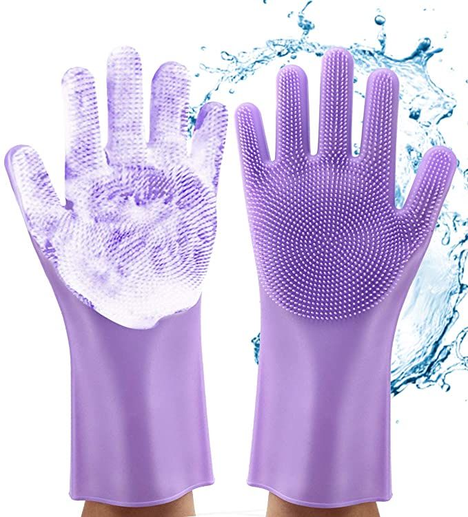 Magic Silicone Dish Washing Gloves, (Multicolour, 1 Pair)