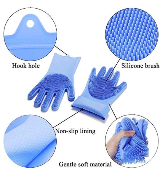 Magic Silicone Dish Washing Gloves, (Multicolour, 1 Pair)