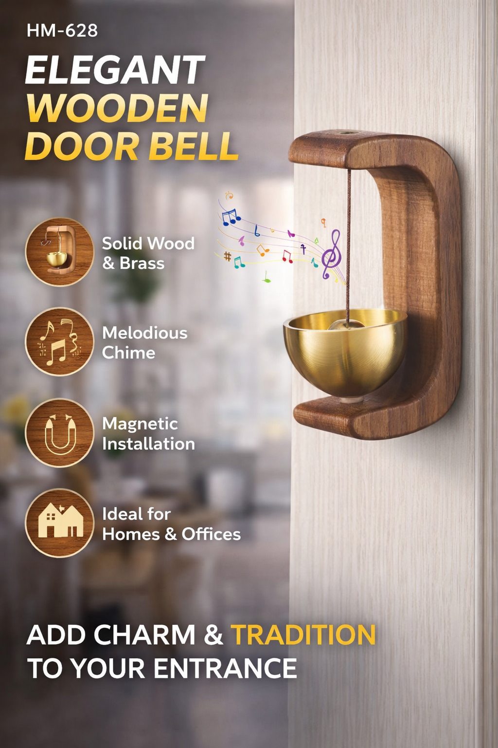 Elegant Wooden Door Bell
