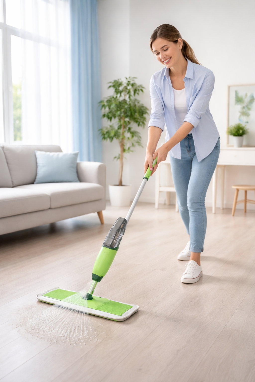 360° Rotating Spray Mop with 600ML Refillable Bottle – Smart Floor Cleaning System