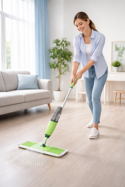 360° Rotating Spray Mop with 600ML Refillable Bottle – Smart Floor Cleaning System