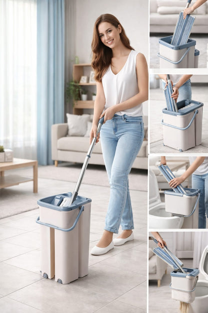 Scratch Mop – 360° Flat Floor Cleaning System with Bucket