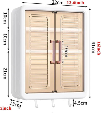 Foldable Wall Mounted Storage Cabinet – Multi-Purpose Kitchen & Bathroom Organizer with Transparent Doors