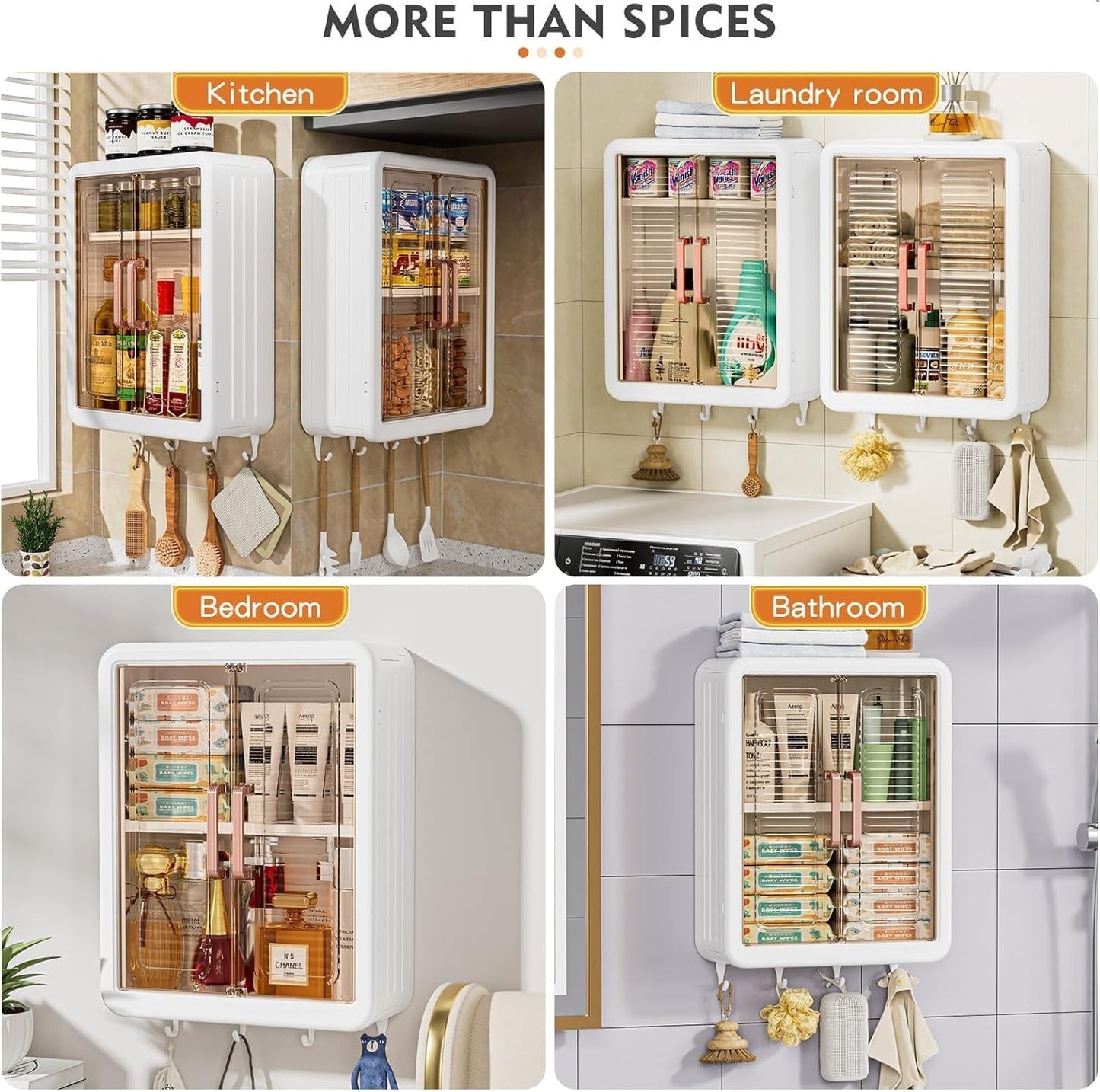 Foldable Wall Mounted Storage Cabinet – Multi-Purpose Kitchen & Bathroom Organizer with Transparent Doors