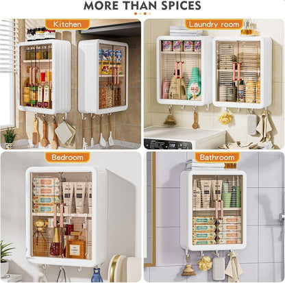 Foldable Wall Mounted Storage Cabinet – Multi-Purpose Kitchen & Bathroom Organizer with Transparent Doors
