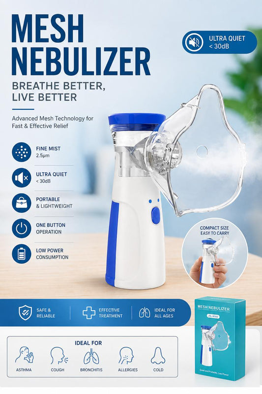 Mini Portable Nebulizer Inhaler for Asthma, Rhinitis, Cold & Breathing Relief Nebulizer (White)